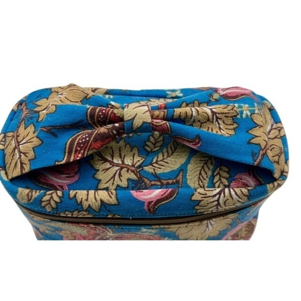 Myra Bag Blue Floral Bow Makeup Bag Cosmetic Organizer‎ Travel Pouch